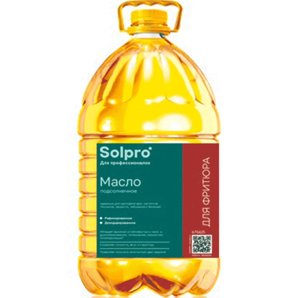 675425 Масло подсолнечное рафинированное дезодорированное вымороженное "SOLPRO" для фритюра 5 л